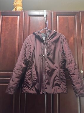 Metropolis - Hooded Jacket in Deep Burgundy size 12